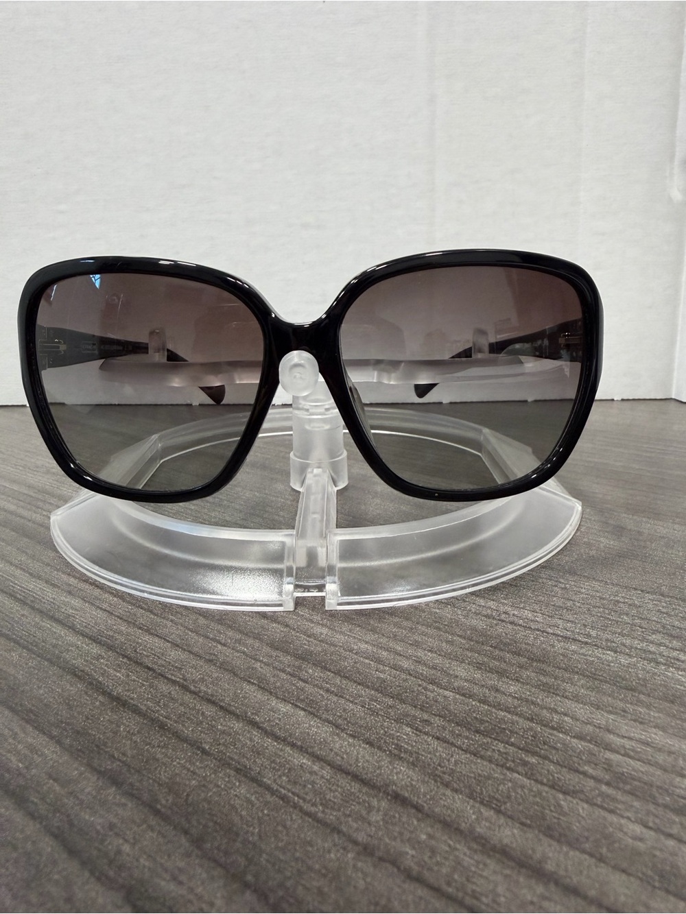 Coach Bella Oversized Black Frame Sunglasses with Gradient Smoke Lenses